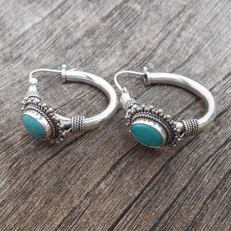 Boucles d'oreilles rétro turquoise chic