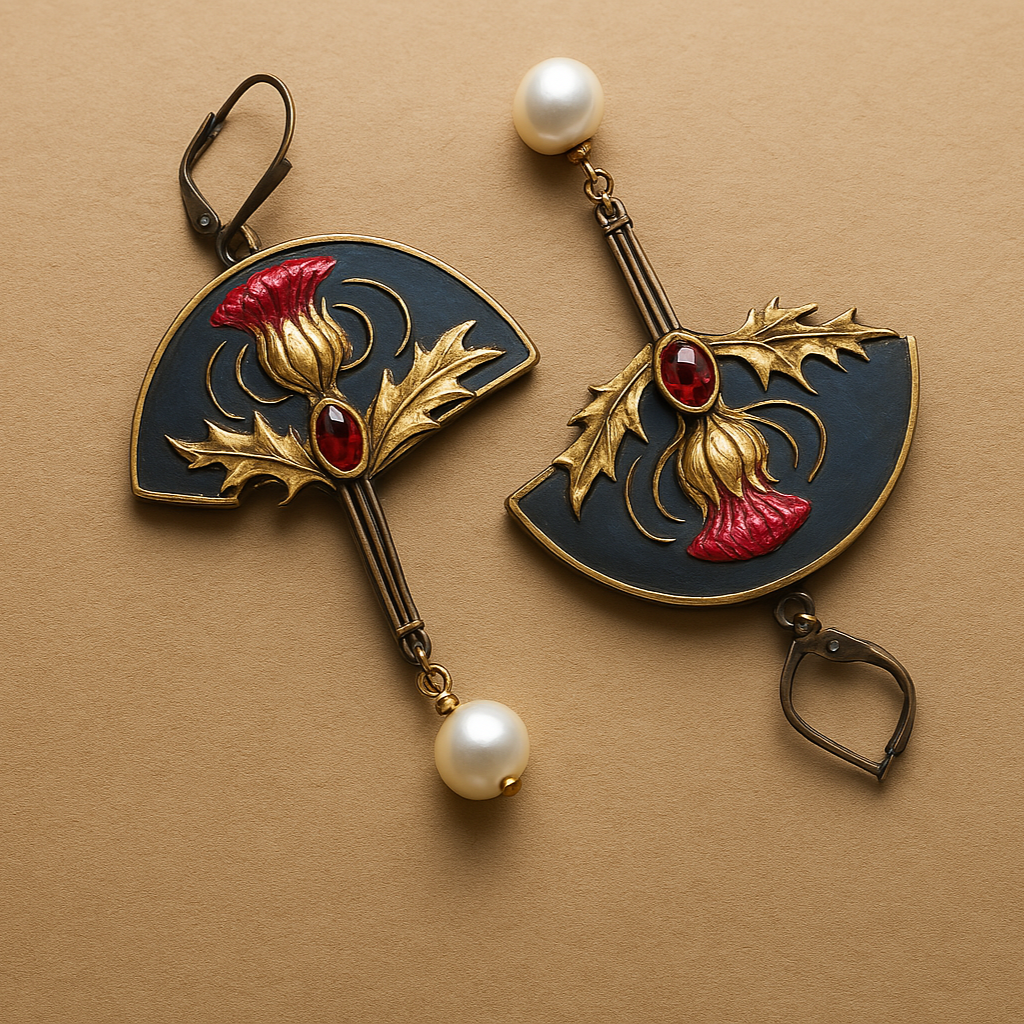 Boucles d'oreilles Boho avec perles et cristal rouge