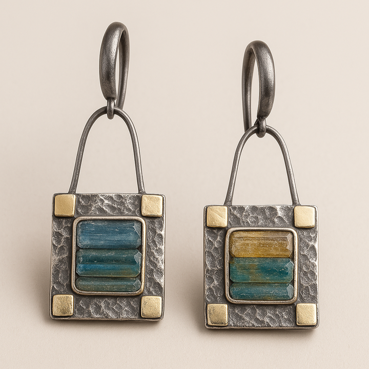 Boucles d'oreilles en cristal vert-bleu