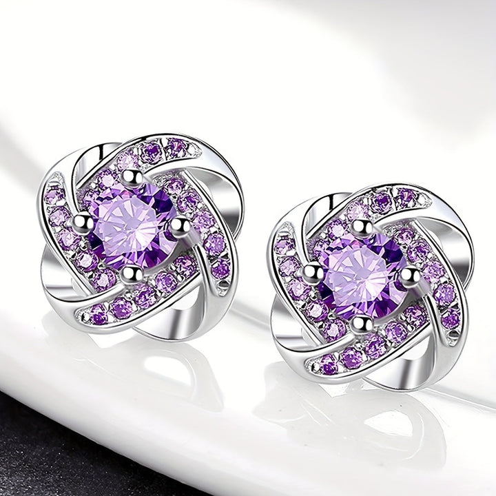 Boucles d'oreilles Violet en Trèfle à Quatre Feuilles