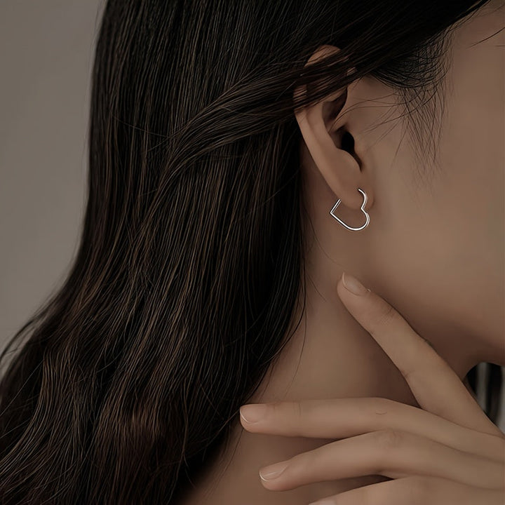 Boucles d'oreilles dorées en acier inoxydable en forme de cœur