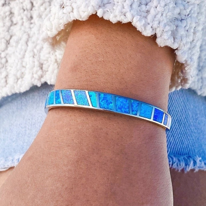 Bracelet en Opale Bleue et Argent
