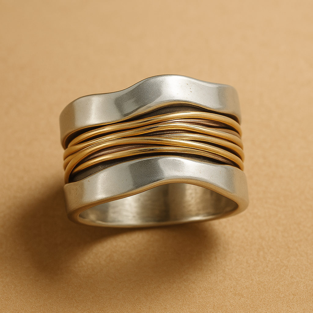 Bague en fils d'argent et d'or