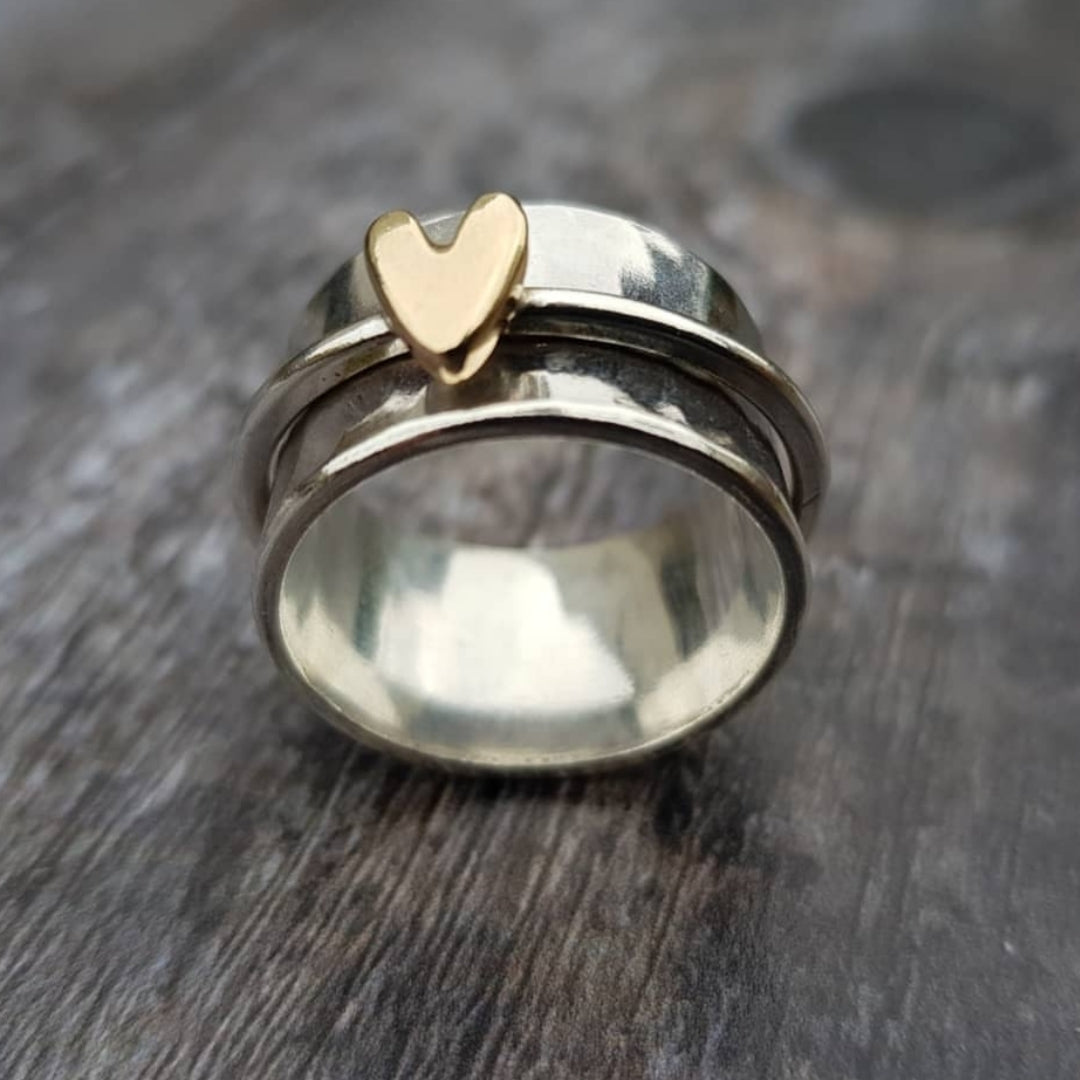 Bague Dorée en Argent avec Cœur