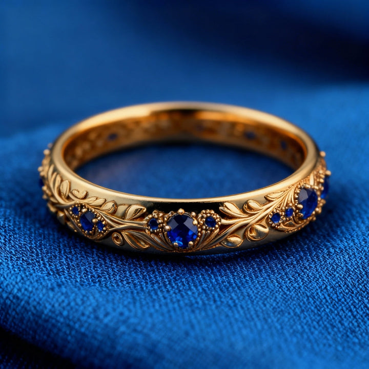 Bague Feuille en Zirconium Bleu Fin Exotique