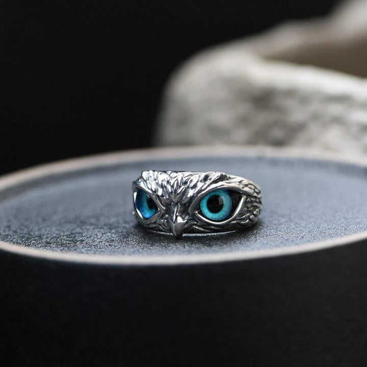 Bague en Argent et Opale Hibou Chanceux Ajustable