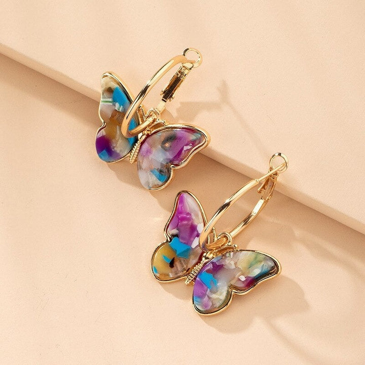 Boucles d'oreilles en forme de papillon, peintes à la main en cristal émaillé