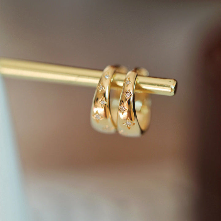 Boucles d'oreilles de luxe en or et argent