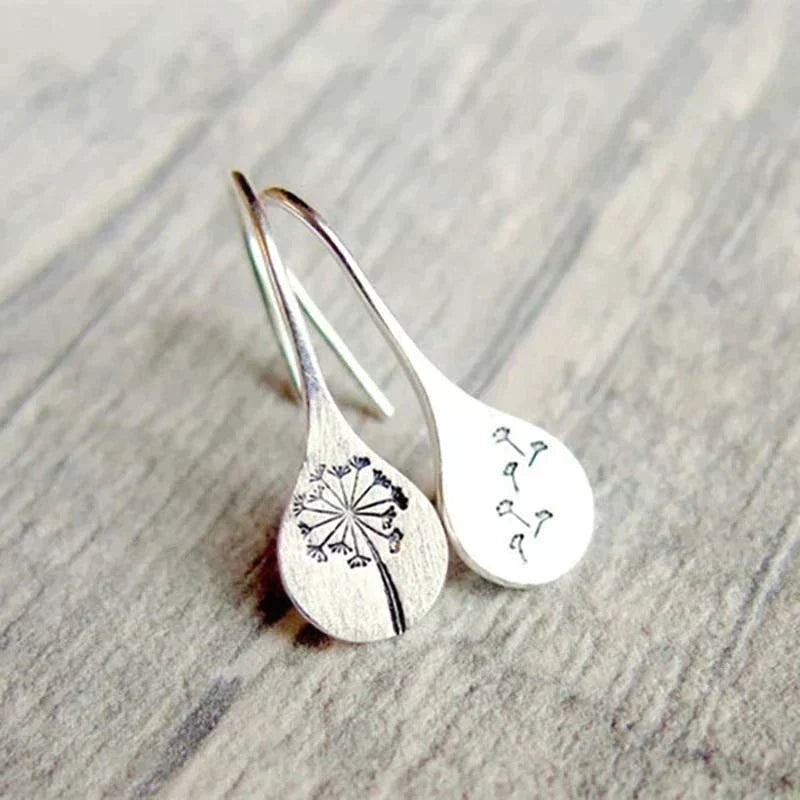Boucles d'oreilles en forme de feuille de pissenlit en argent sterling 925