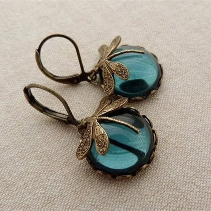 Boucles d'oreilles en Or Antique Libellule Sphériques