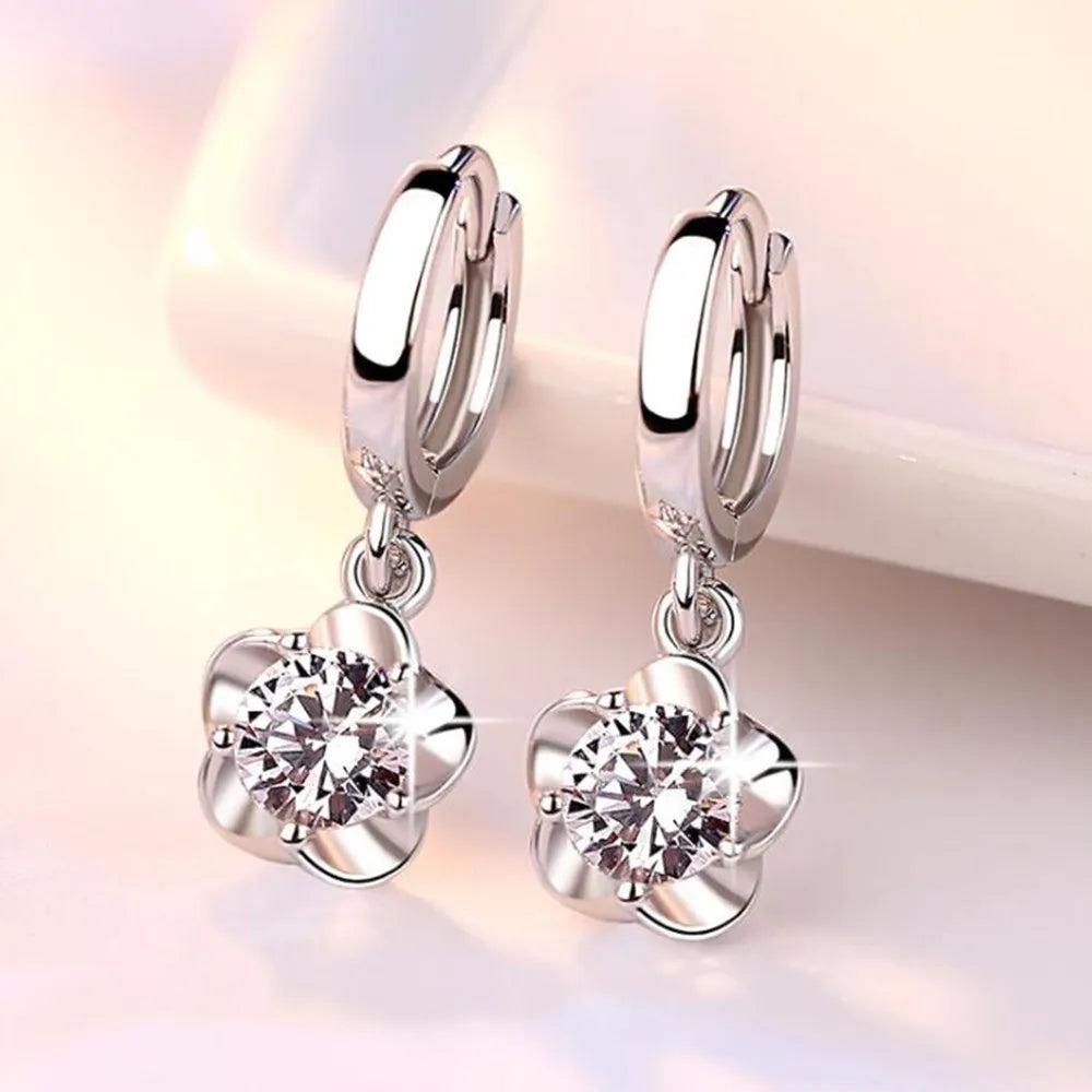 Boucles d'oreilles en argent sterling ornées de zircon blanc et violet