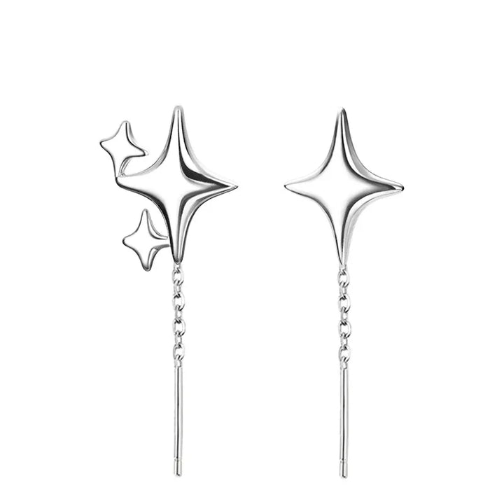 Boucles d'oreilles en argent sterling avec chaîne étoile