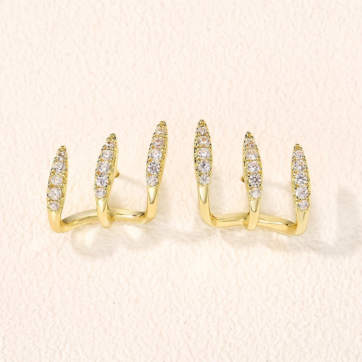 Boucles d'oreilles en strass élégantes à trois griffes