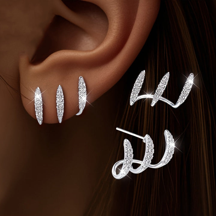 Boucles d'oreilles en strass élégantes à trois griffes