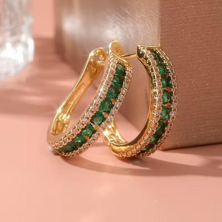 Boucles d'oreilles Émeraude Lumineuse