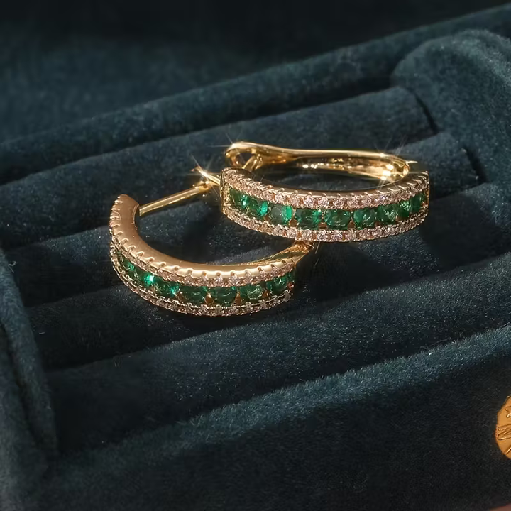 Boucles d'oreilles Émeraude Lumineuse