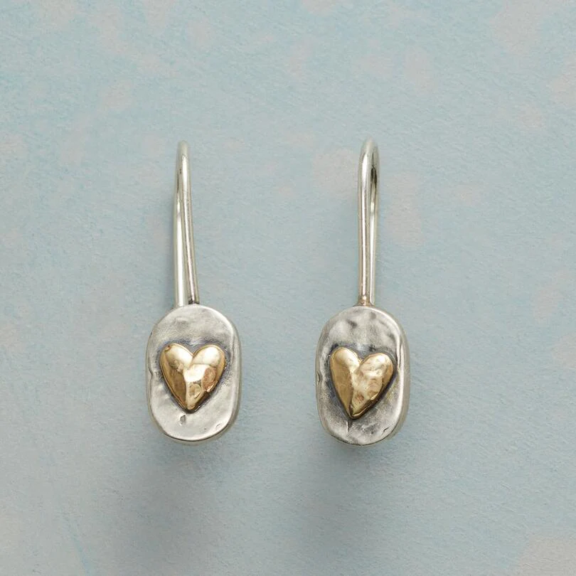 Boucles d'oreilles en or et argent en forme de cœur