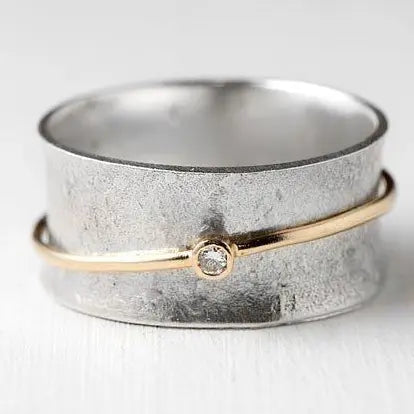 Bague Vintage en Argent avec Zirconia Golden Line