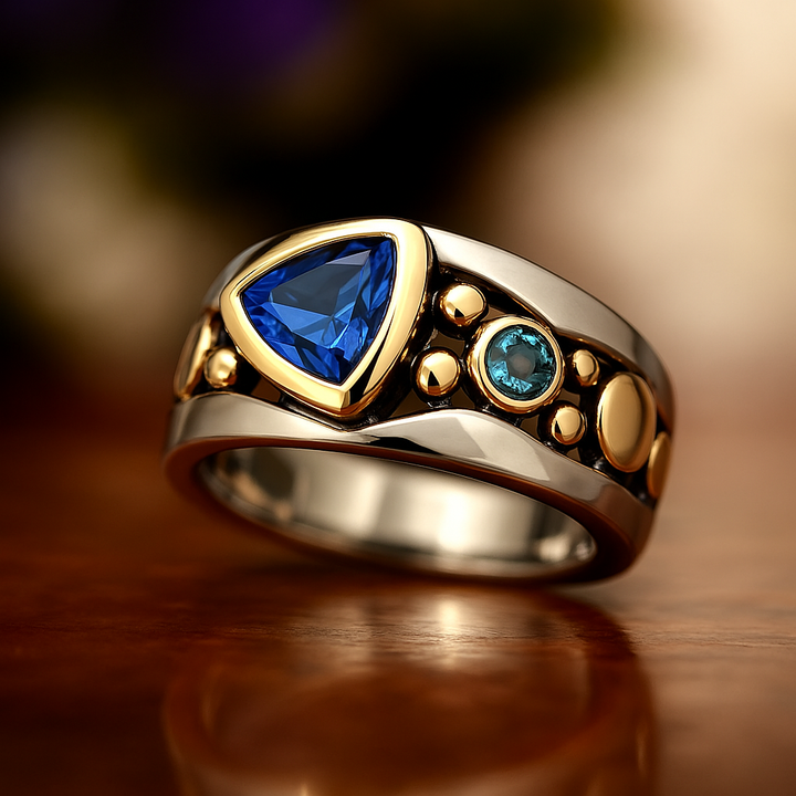 Bague Vintage en Cristal Bleu