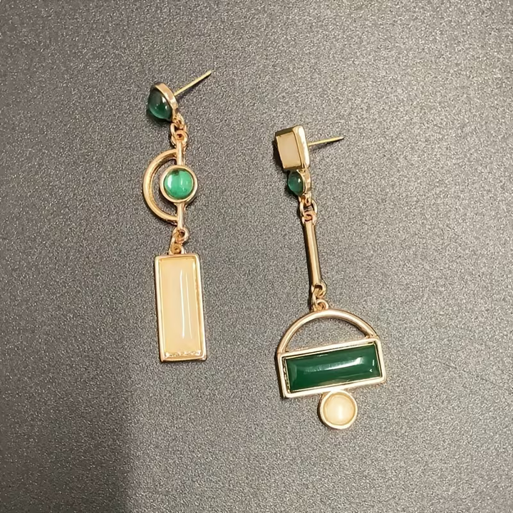 Boucles d'oreilles Géométrie Émeraude