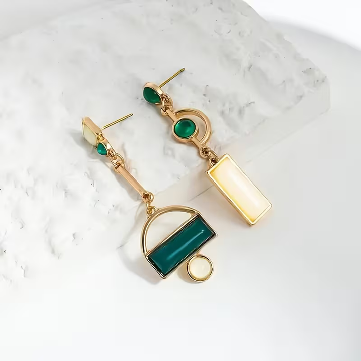 Boucles d'oreilles Géométrie Émeraude