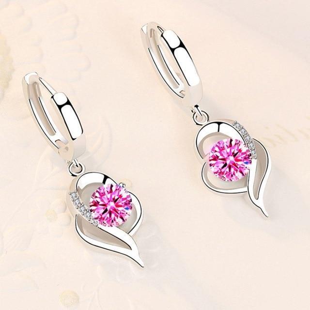 Boucles d'oreilles en argent floral avec zirconia
